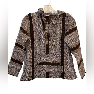 Baja Hoodie Boys Sz 12 Artesanias Brown/Tan Front Pocket